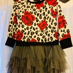 Biscotti Leopard Red Rose Tulle Tutu Dress
